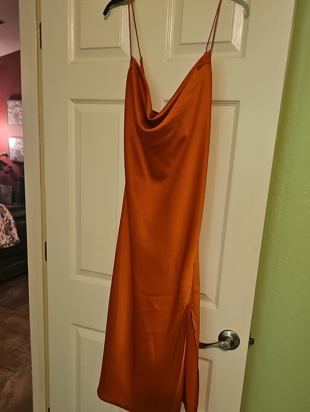 Banana Republic Orange Satin Cowl Maxi Dress